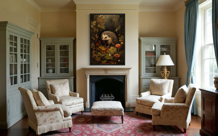 Hedgehog In The Forest Forestcore Framed Canvas Wall Art