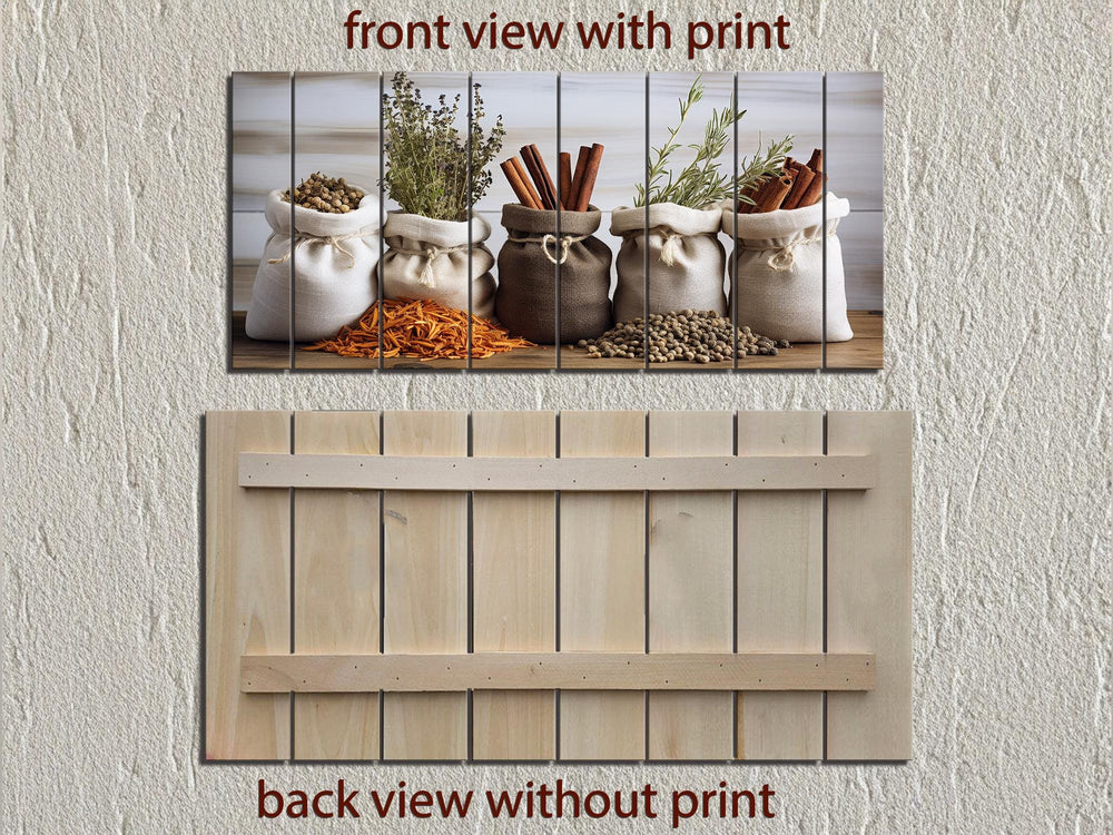 Herbs and Spices Distressed Wood Wall Art For Kitchen Decor
