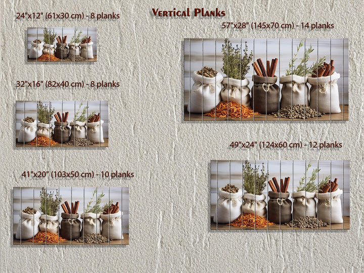 Herbs and Spices Distressed Wood Wall Art For Kitchen Decor