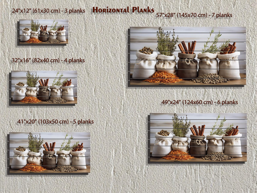 Herbs and Spices Distressed Wood Wall Art For Kitchen Decor
