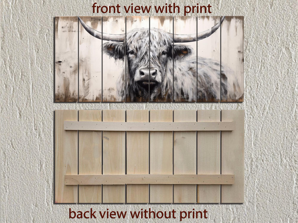 Highland Cow Rustic Distressed Wood Wall Art