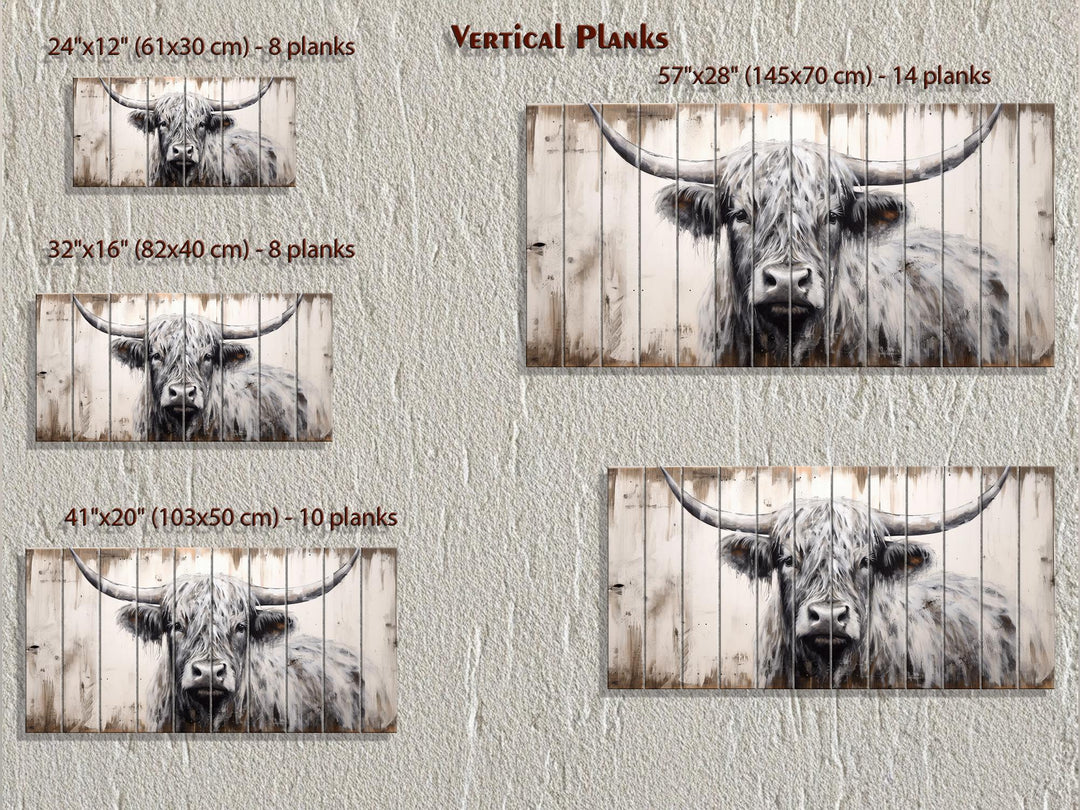 Highland Cow Rustic Distressed Wood Wall Art
