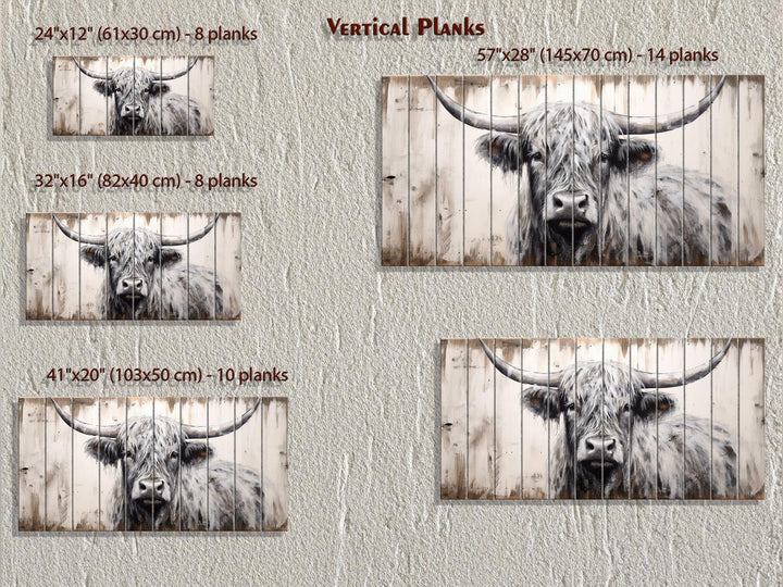 Highland Cow Rustic Distressed Wood Wall Art