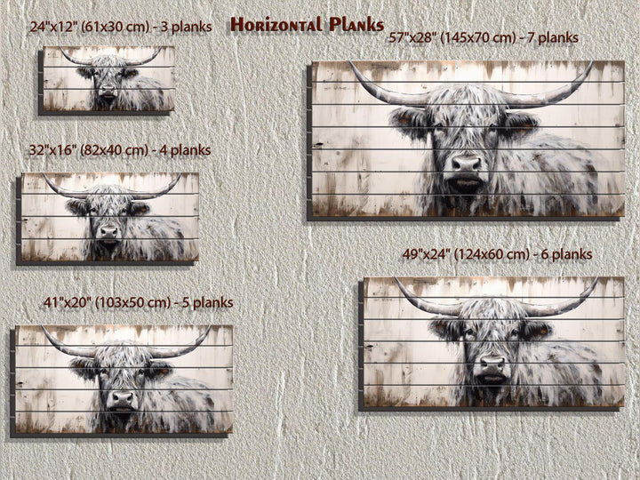 Highland Cow Rustic Distressed Wood Wall Art