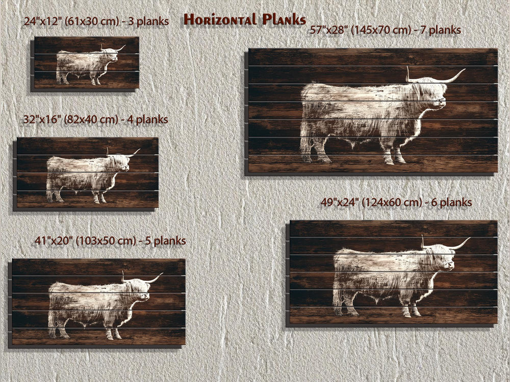 Highland Cow Silhouette Distressed Wood Wall Art