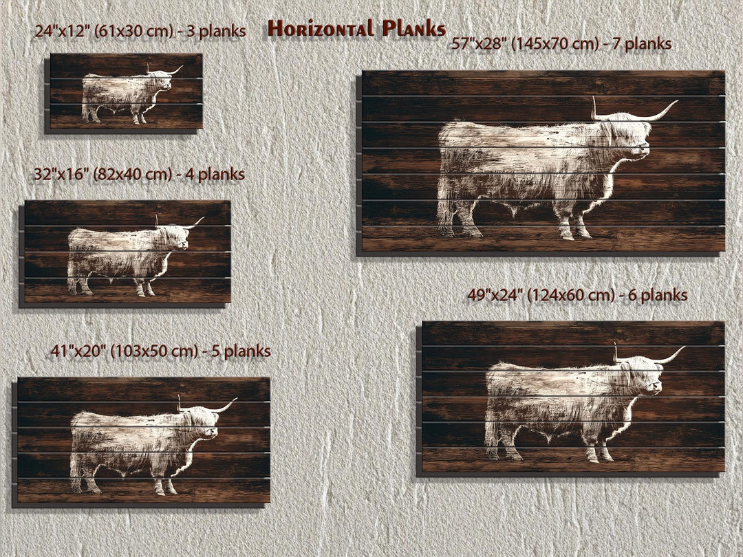 Highland Cow Silhouette Distressed Wood Wall Art