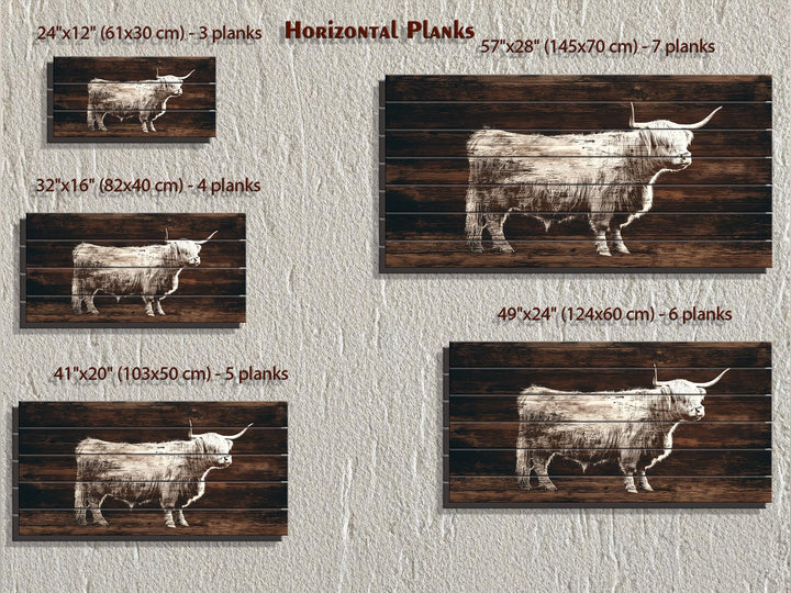 Highland Cow Silhouette Distressed Wood Wall Art