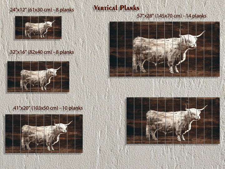 Highland Cow Silhouette Distressed Wood Wall Art