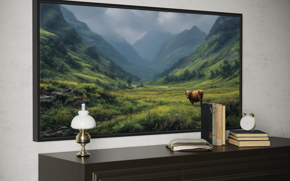 Highland Cow Wall Art – Rustic Farmhouse Wall Decor | Framed Canvas Print