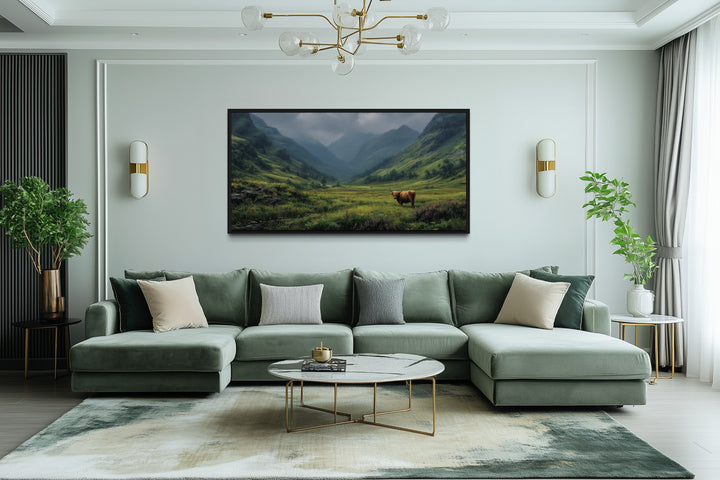 Highland Cow Wall Art – Rustic Farmhouse Wall Decor | Framed Canvas Print