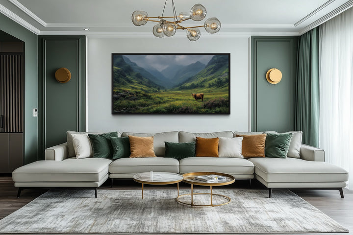 Highland Cow Wall Art – Rustic Farmhouse Wall Decor | Framed Canvas Print