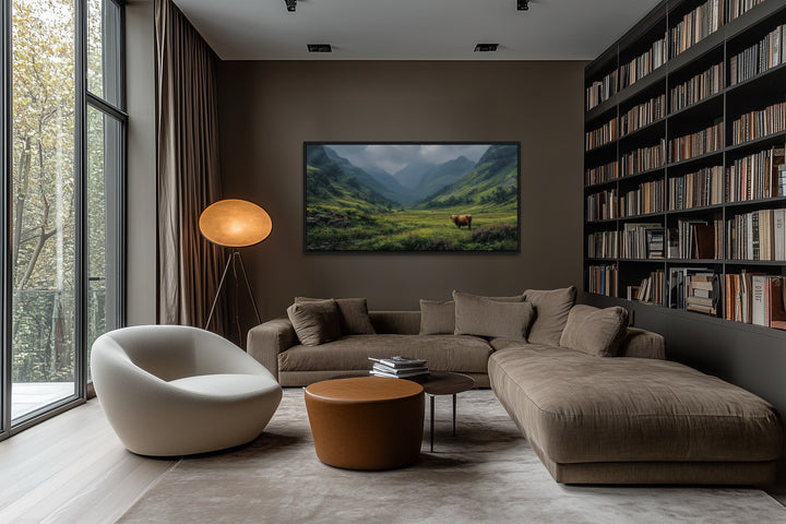 Highland Cow Wall Art – Rustic Farmhouse Wall Decor | Framed Canvas Print