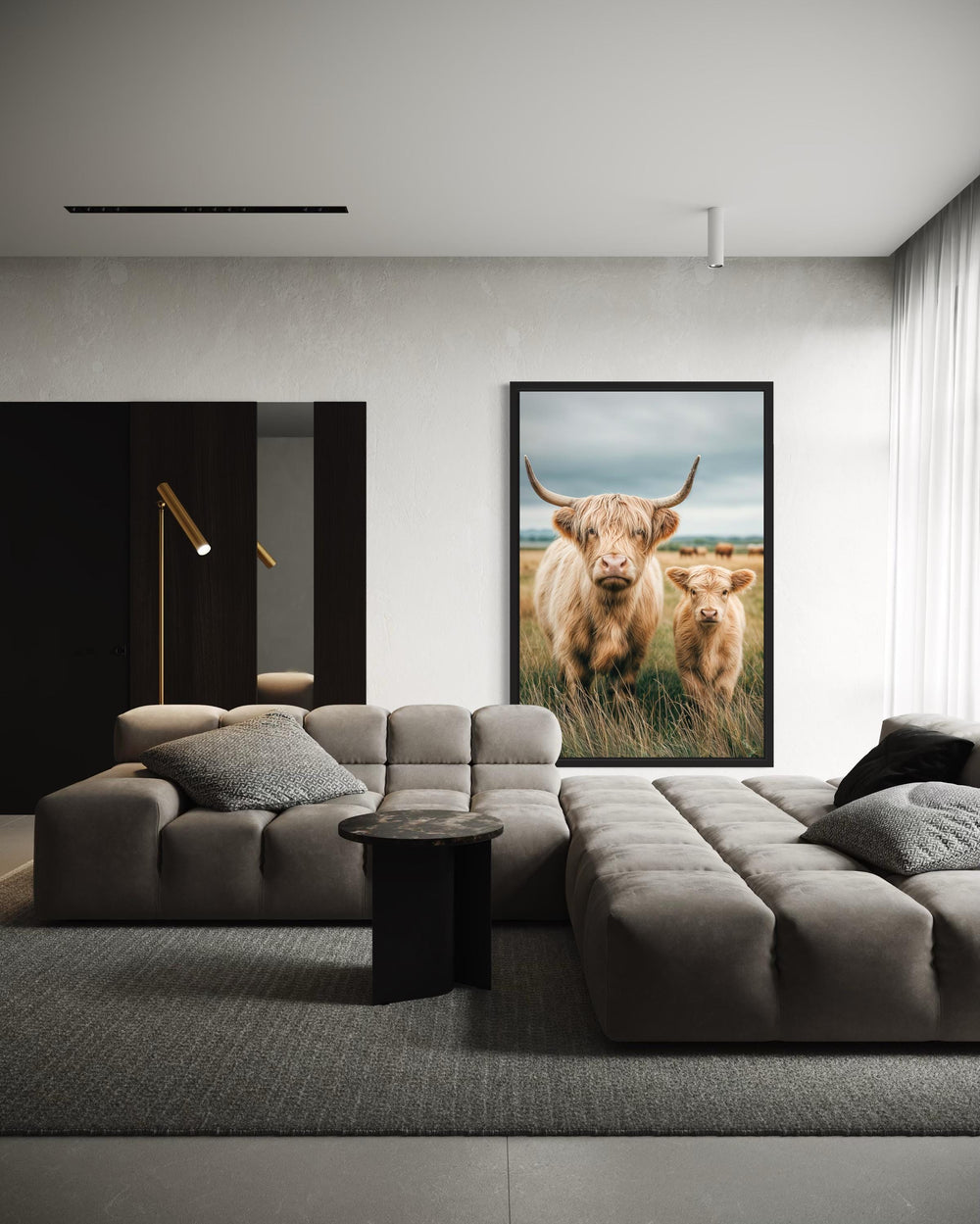 Highland Cow and Calf Photography Style Wall Art