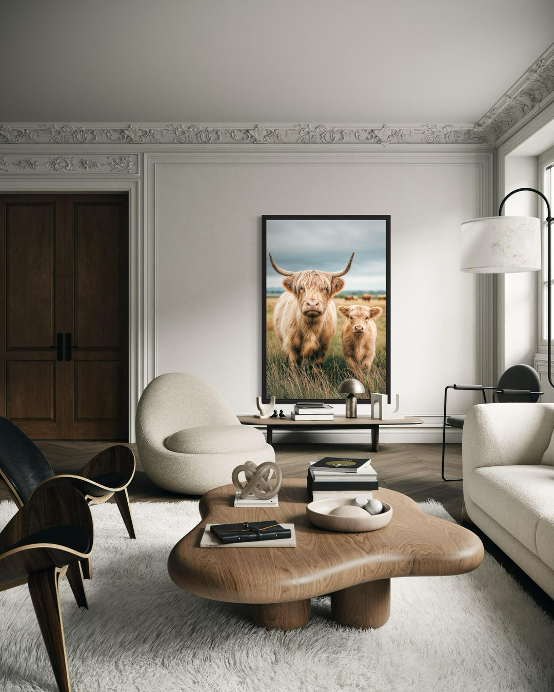Highland Cow and Calf Photography Style Wall Art