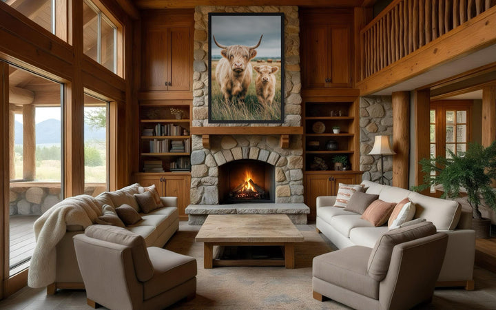 Highland Cow and Calf Photography Style Wall Art