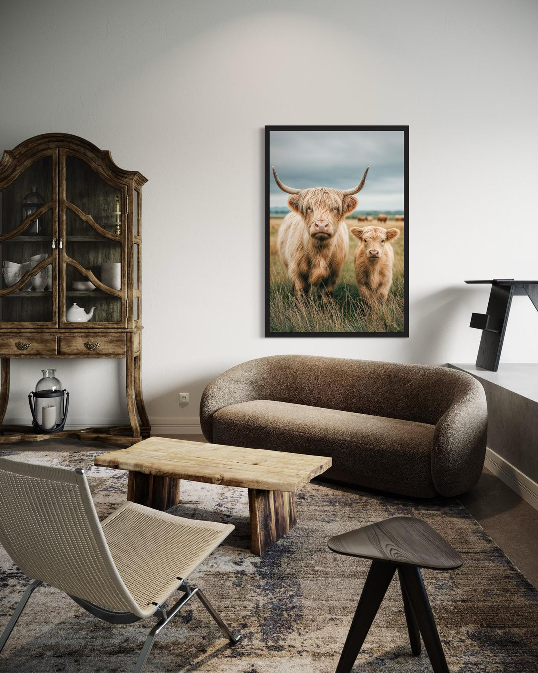 Highland Cow and Calf Photography Style Wall Art