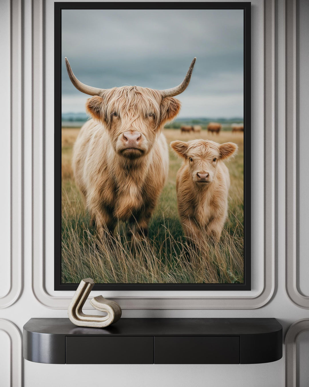 Highland Cow and Calf Photography Style Wall Art