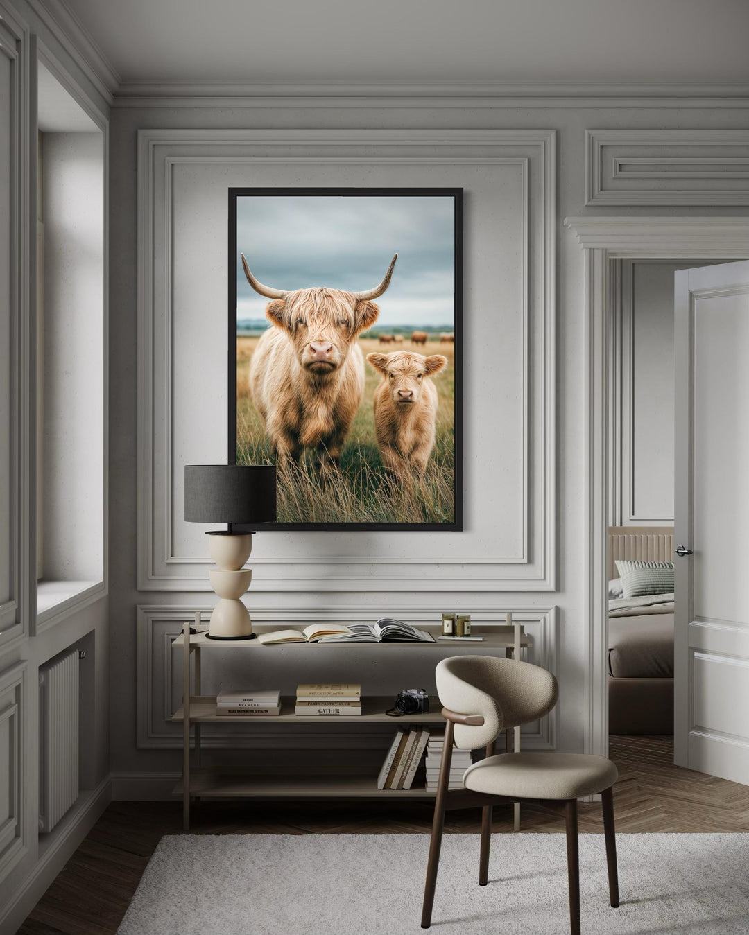 Highland Cow and Calf Photography Style Wall Art