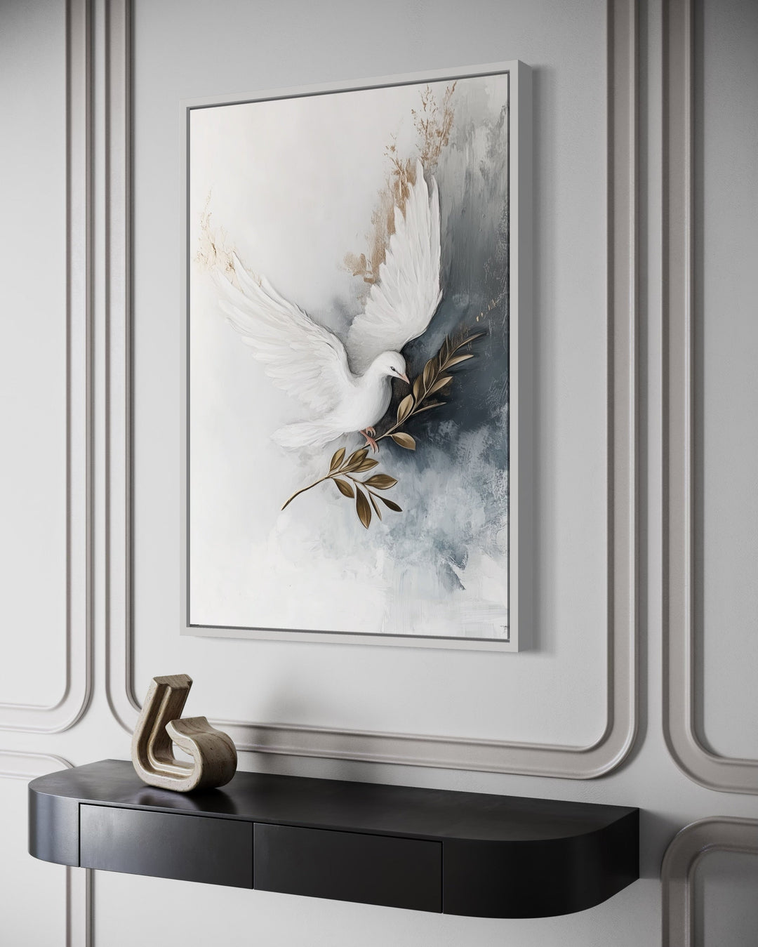 Holy Spirit White Dove With Olive Branch Christian Canvas Wall Art