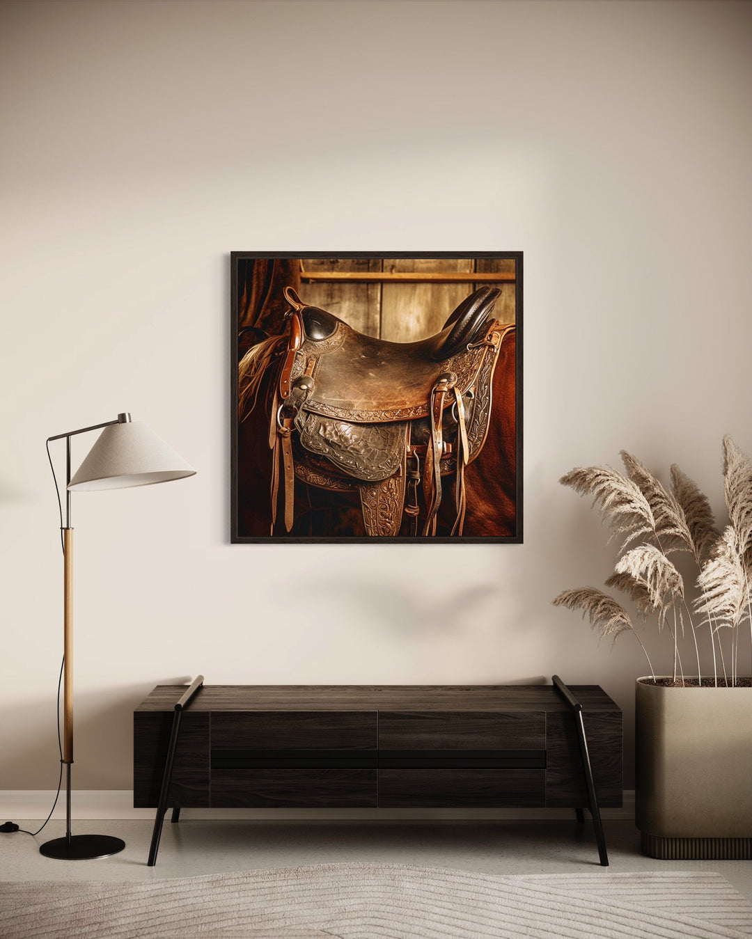 Horse Saddle Framed Canvas Wall Art