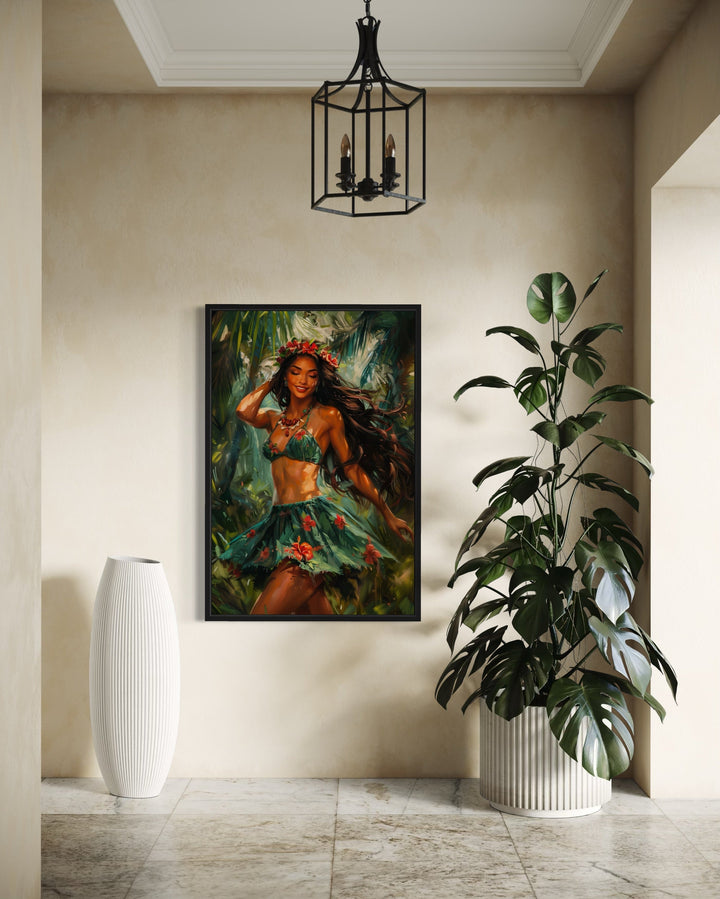 Hula Girl Dancing Traditional Hula Dance Hawaii Canvas Wall Art