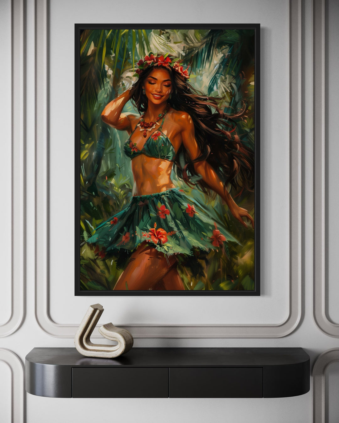 Hula Girl Dancing Traditional Hula Dance Hawaii Canvas Wall Art