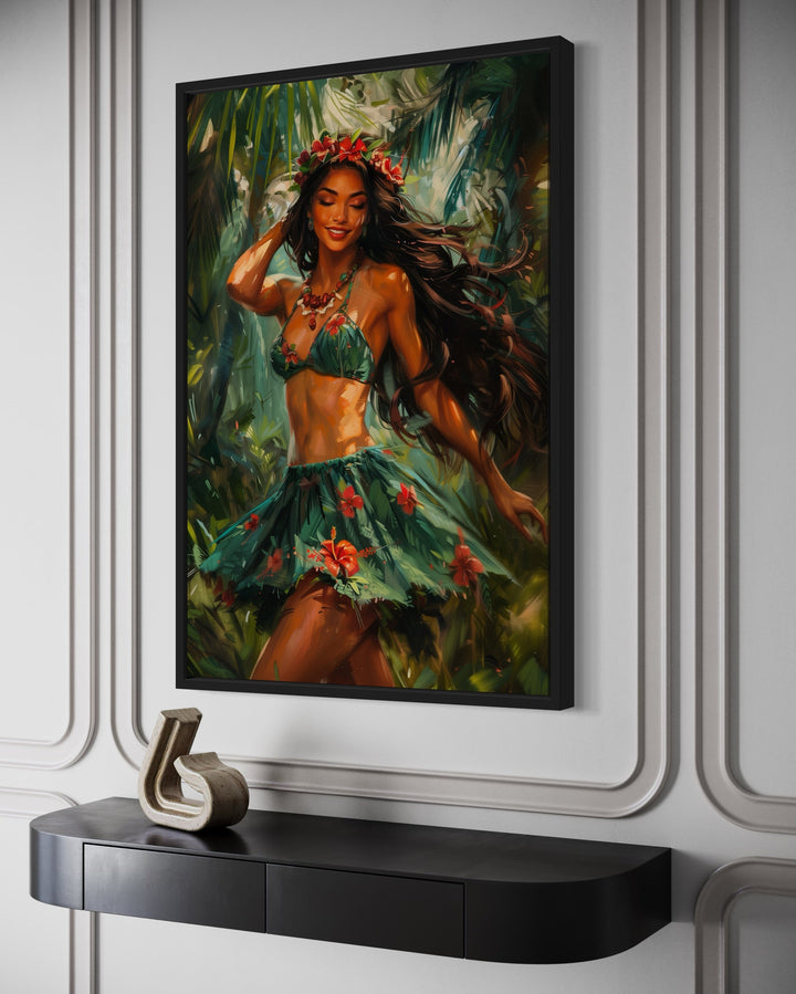 Hula Girl Dancing Traditional Hula Dance Hawaii Canvas Wall Art