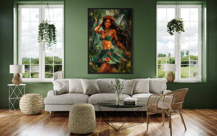 Hula Girl Dancing Traditional Hula Dance Hawaii Canvas Wall Art