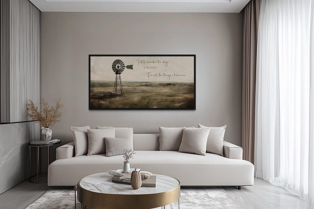 I Still Remember The Days Wall Art in Rustic Farm Landscape With Windmill