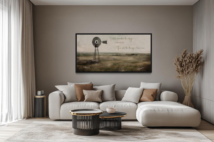 I Still Remember The Days Wall Art in Rustic Farm Landscape With Windmill