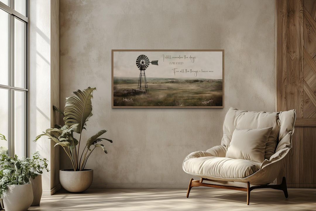 I Still Remember The Days Wall Art in Rustic Farm Landscape With Windmill