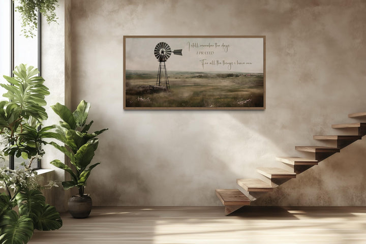 I Still Remember The Days Wall Art in Rustic Farm Landscape With Windmill