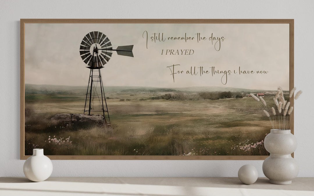 I Still Remember The Days Wall Art in Rustic Farm Landscape With Windmill