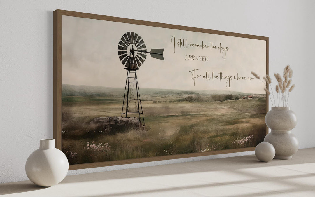 I Still Remember The Days Wall Art in Rustic Farm Landscape With Windmill