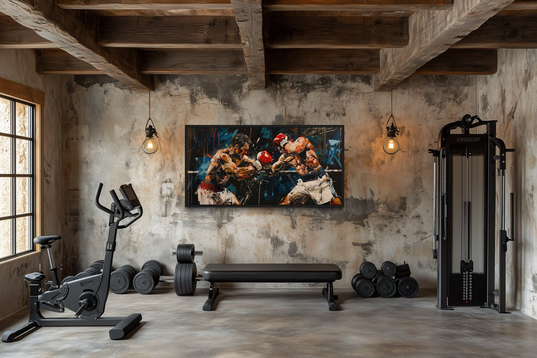 Abstract Graffiti Boxing Match Framed Canvas Wall Art