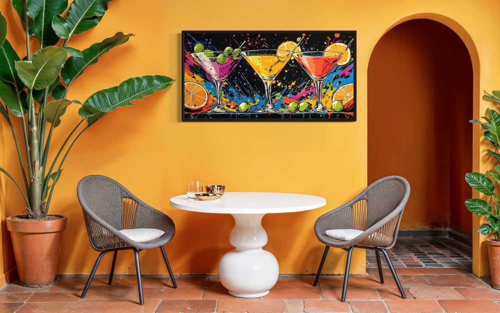 Colorful Martini Glasses Pop Art Bar Or Dining Room Wall Art