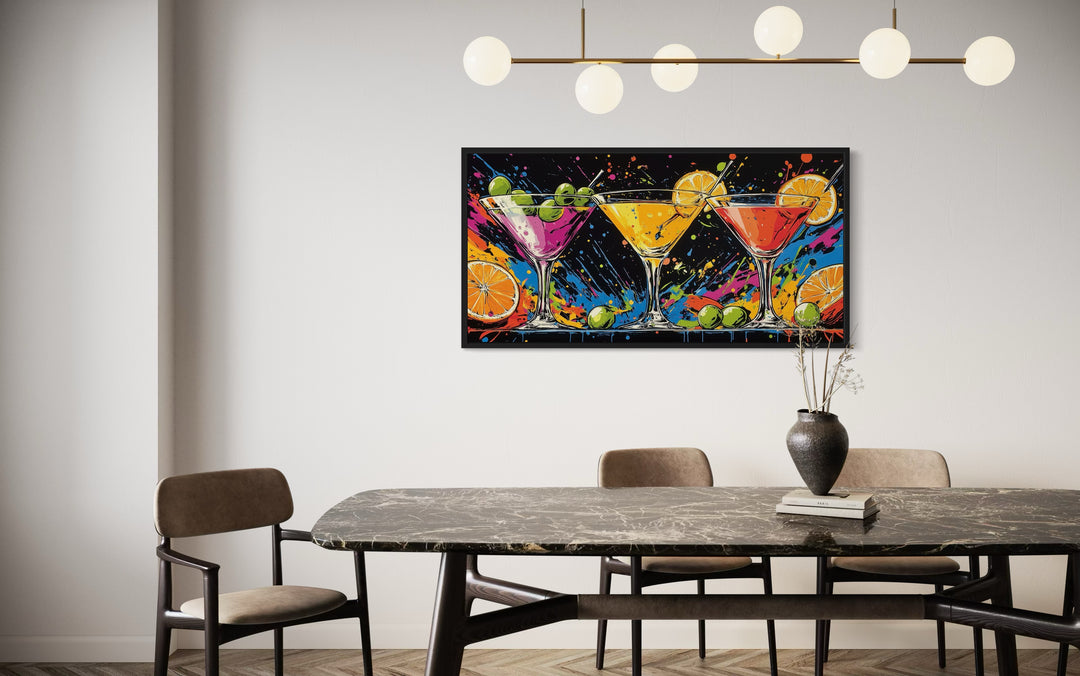 Colorful Martini Glasses Pop Art Bar Or Dining Room Wall Art