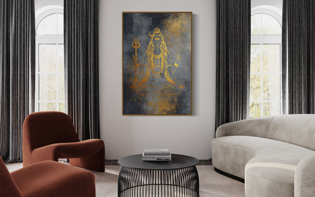 minimalist lord shiva wall art in living room
