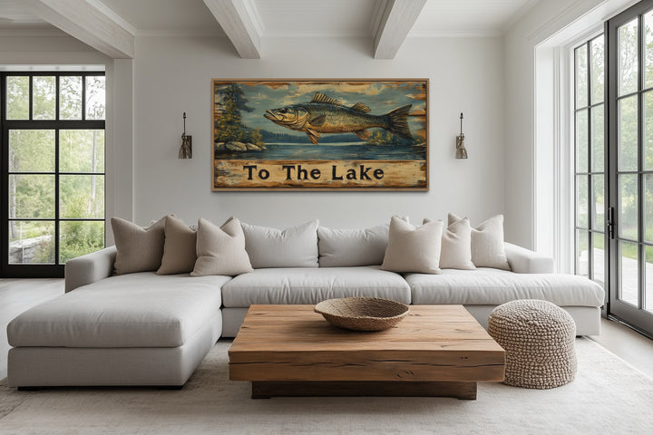 Panneau de pêche rustique encadré pour décoration murale de cabine