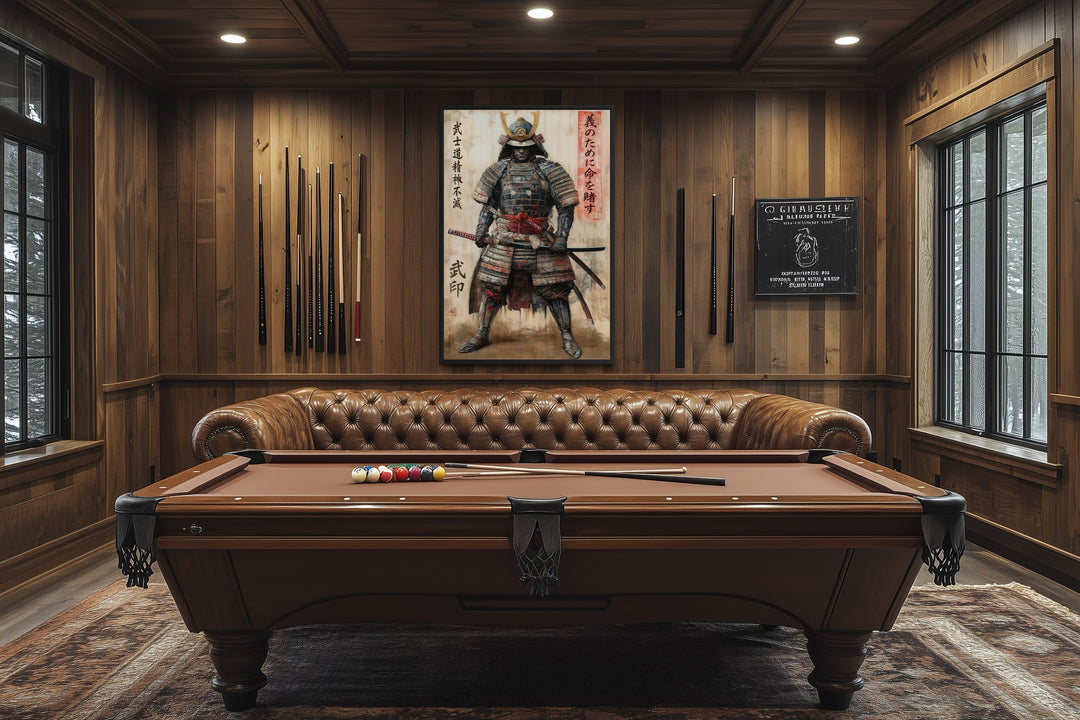 Ukiyo-e Style Japanese Samurai Framed Canvas Wall Art