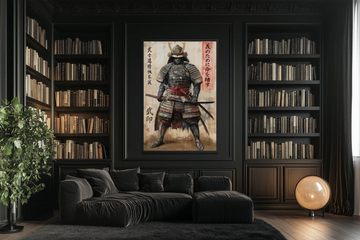 Ukiyo-e Style Japanese Samurai Framed Canvas Wall Art