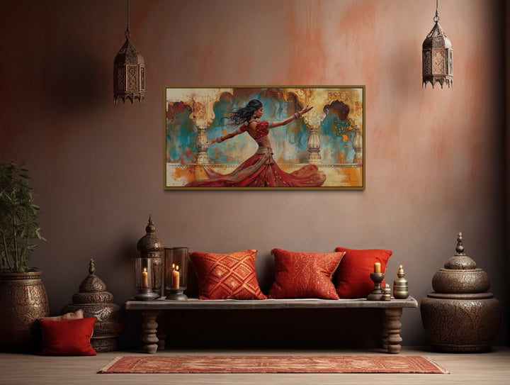 Indian Dance Wall Art – Framed Canvas Print of Traditional Indian Woman Dancer