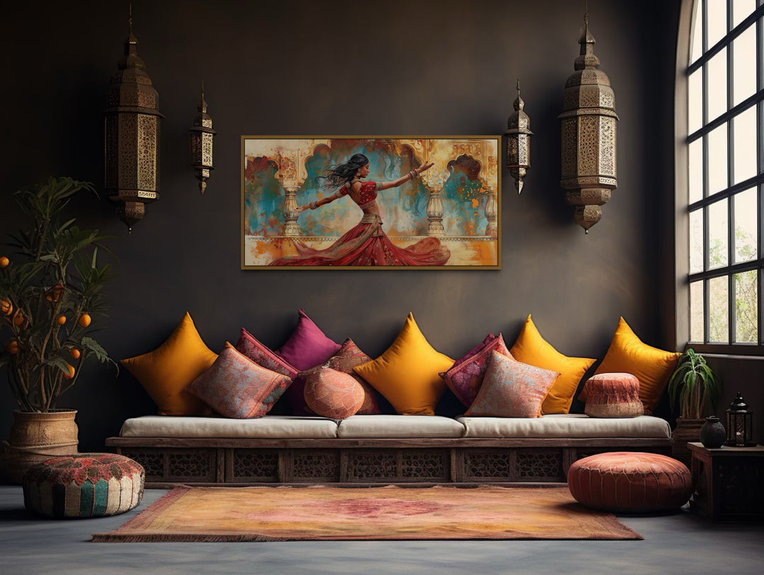 Indian Dance Wall Art – Framed Canvas Print of Traditional Indian Woman Dancer