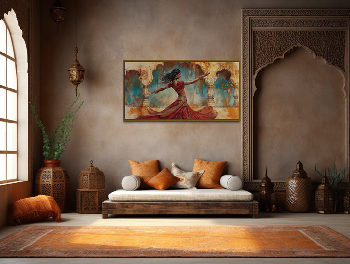 Indian Dance Wall Art – Framed Canvas Print of Traditional Indian Woman Dancer