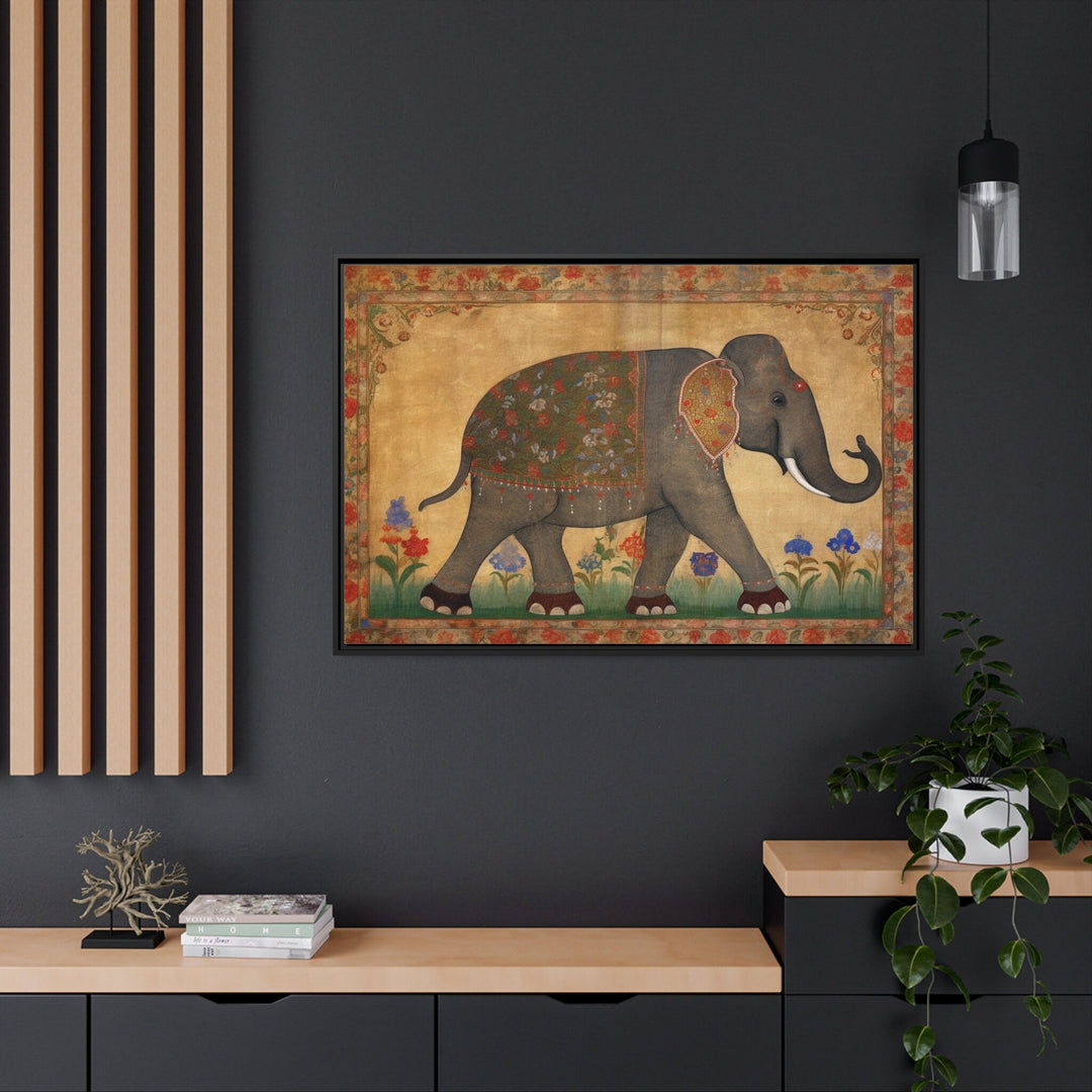 Indian Elephant Traditional Framed Canvas Wall Art