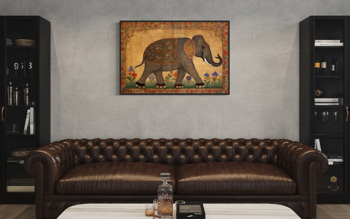 Indian Elephant Traditional Framed Canvas Wall Art