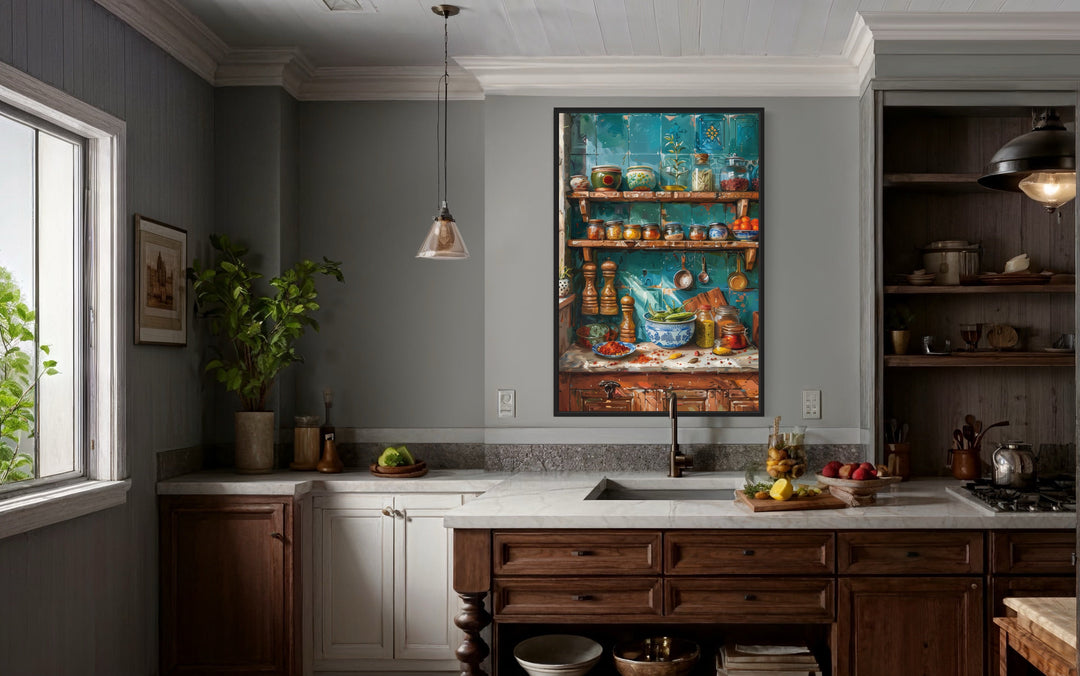 Indian Wall Art - Indian Kitchen Wall Art Traditional Utensils Painting Framed Canvas