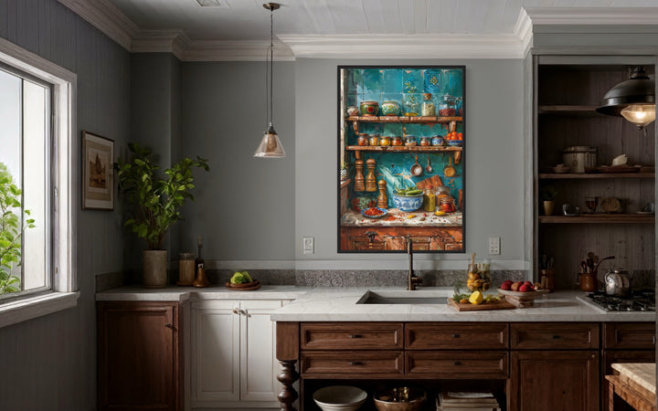 Indian Wall Art - Indian Kitchen Wall Art Traditional Utensils Painting Framed Canvas