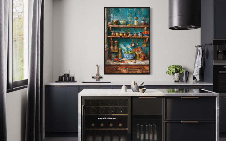 Indian Wall Art - Indian Kitchen Wall Art Traditional Utensils Painting Framed Canvas