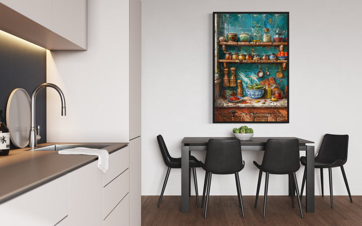 Indian Wall Art - Indian Kitchen Wall Art Traditional Utensils Painting Framed Canvas
